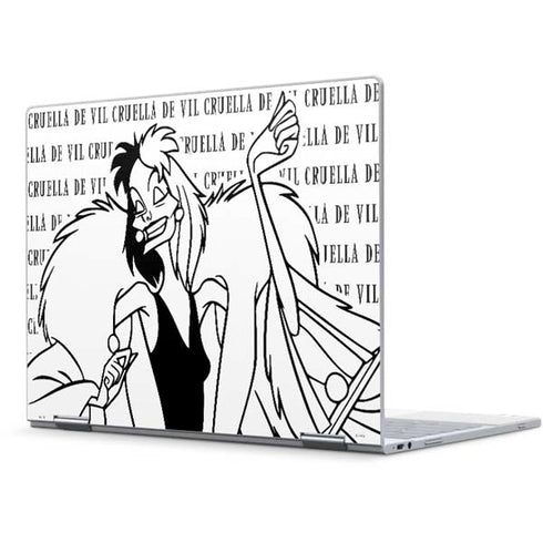Disney Villains Cruella de Vil Black and White Pixelbook Skin